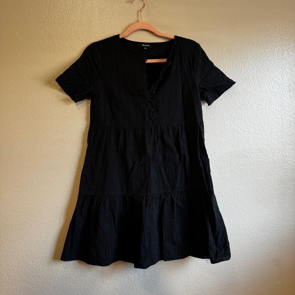 MADEWELL Eyelet Black Short Sleeve Dress
